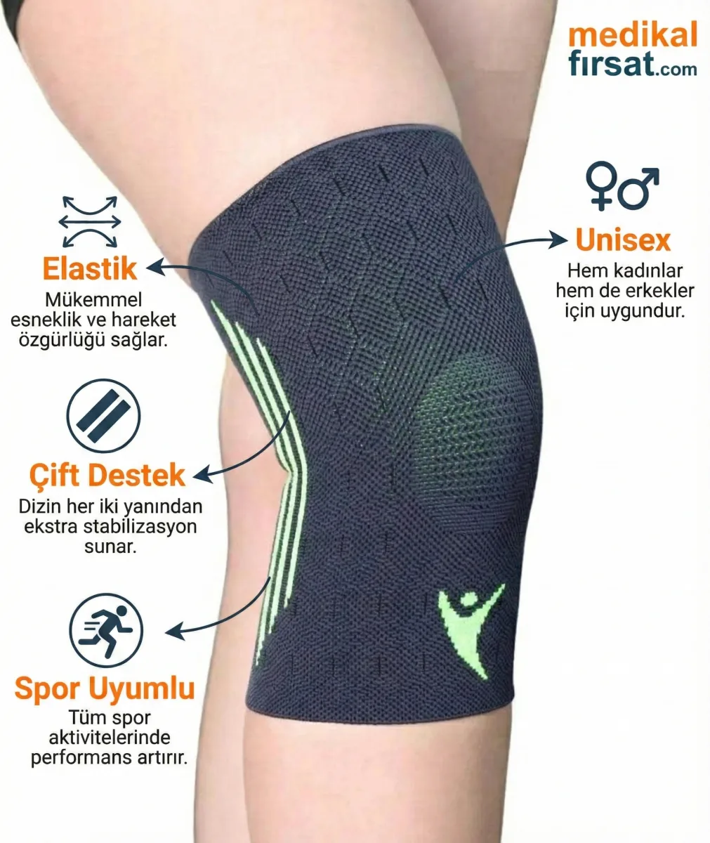 Bluewell Ortopedik Örme Sporcu Dizliği (Elastik & Medikal Destekli) – Voleybol, Basketbol, Fitness – Unisex