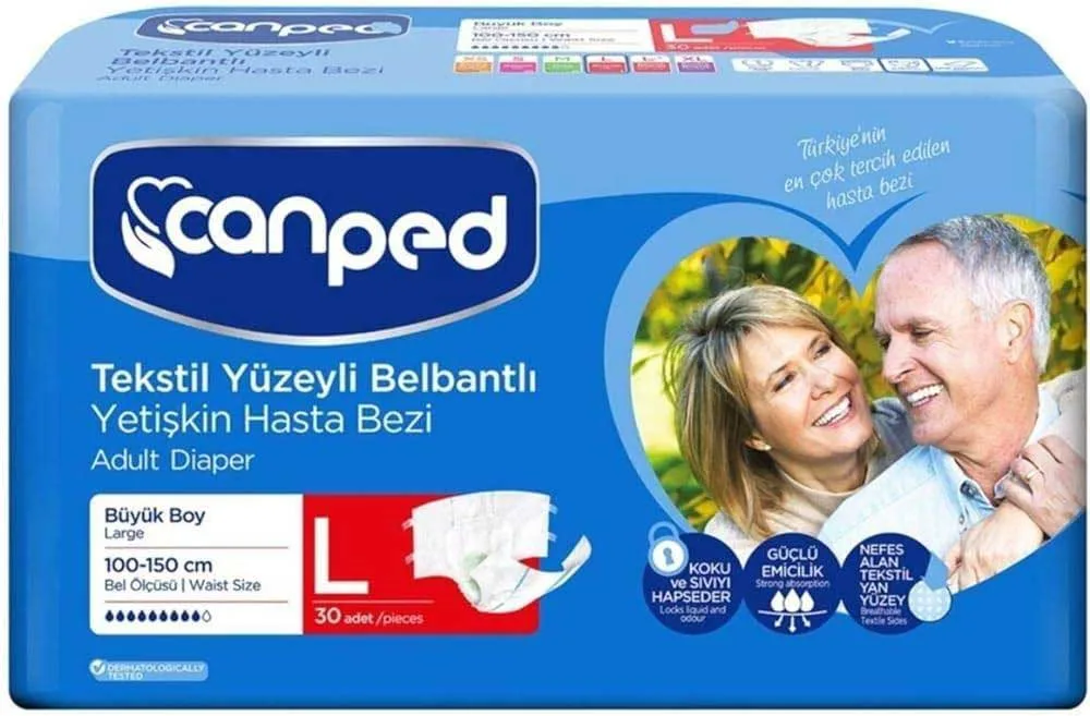 Canped Bel Bantlı Hasta Bezi Large 30'lu