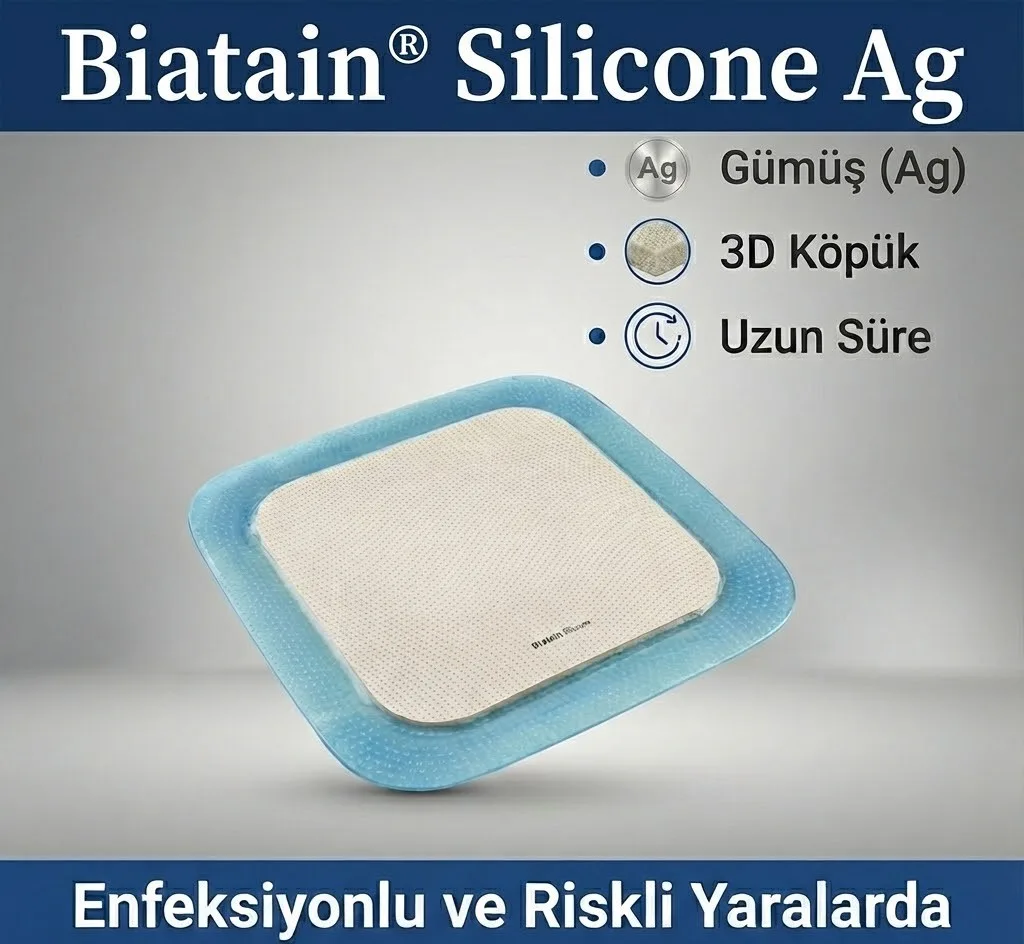 Coloplast Biatain® Silicone Ag – Gümüş İçerikli Silikonlu Köpük Yara Örtüsü (Enfeksiyon Kontrolü)
