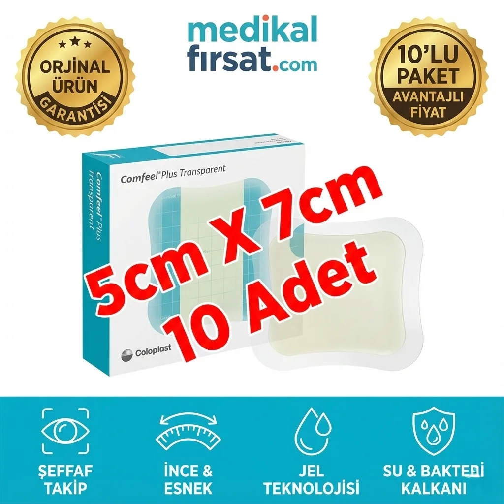 Coloplast Comfeel® Plus Transparent – Şeffaf Hidrokolloid Yara Örtüsü (5 cm x 7 cm =10 Adet)