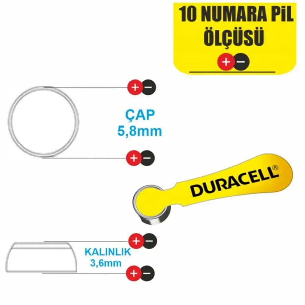 Duracell Activair 10 Numara İşitme Cihazı Pili (6'lı Paket)