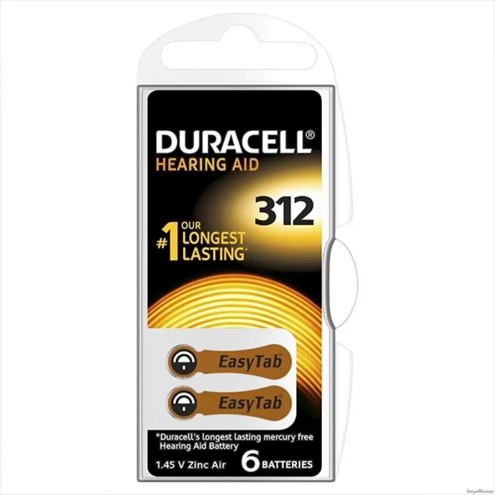 Duracell Activair 312 Numara İşitme Cihazı Pili (6'lı Paket)