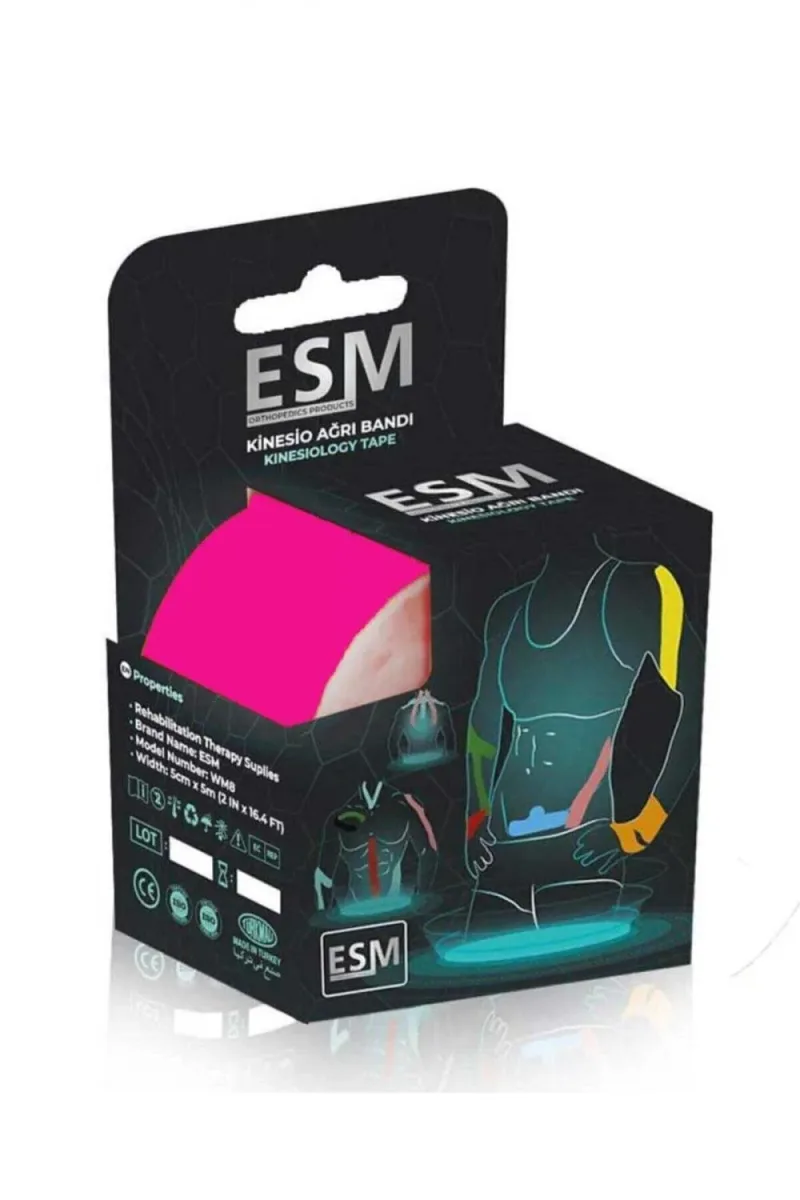 ESM Tape Kinesio Ağrı Bandı – Suya Dayanıklı & Esnek Sporcu Bandı (3-5 Gün Etkili)