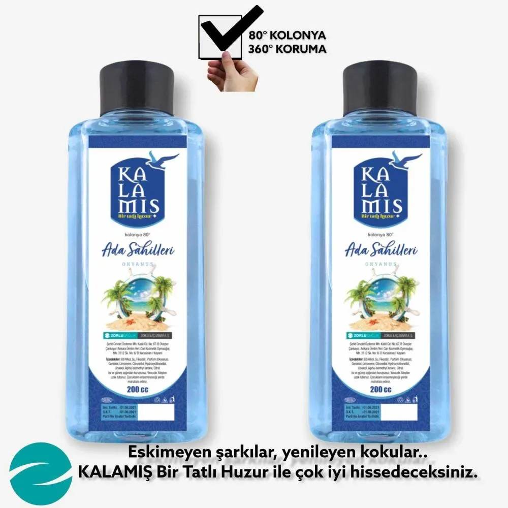 KALAMIŞ Bir Tatlı Huzur Ada Sahilleri 200 cc Kolonya 2 li (Okyanus)
