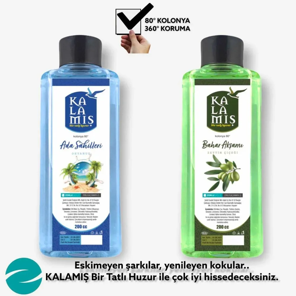 KALAMIŞ Bir Tatlı Huzur Ada Sahilleri & Bahar Akşamı 200 cc Kolonya 2 li