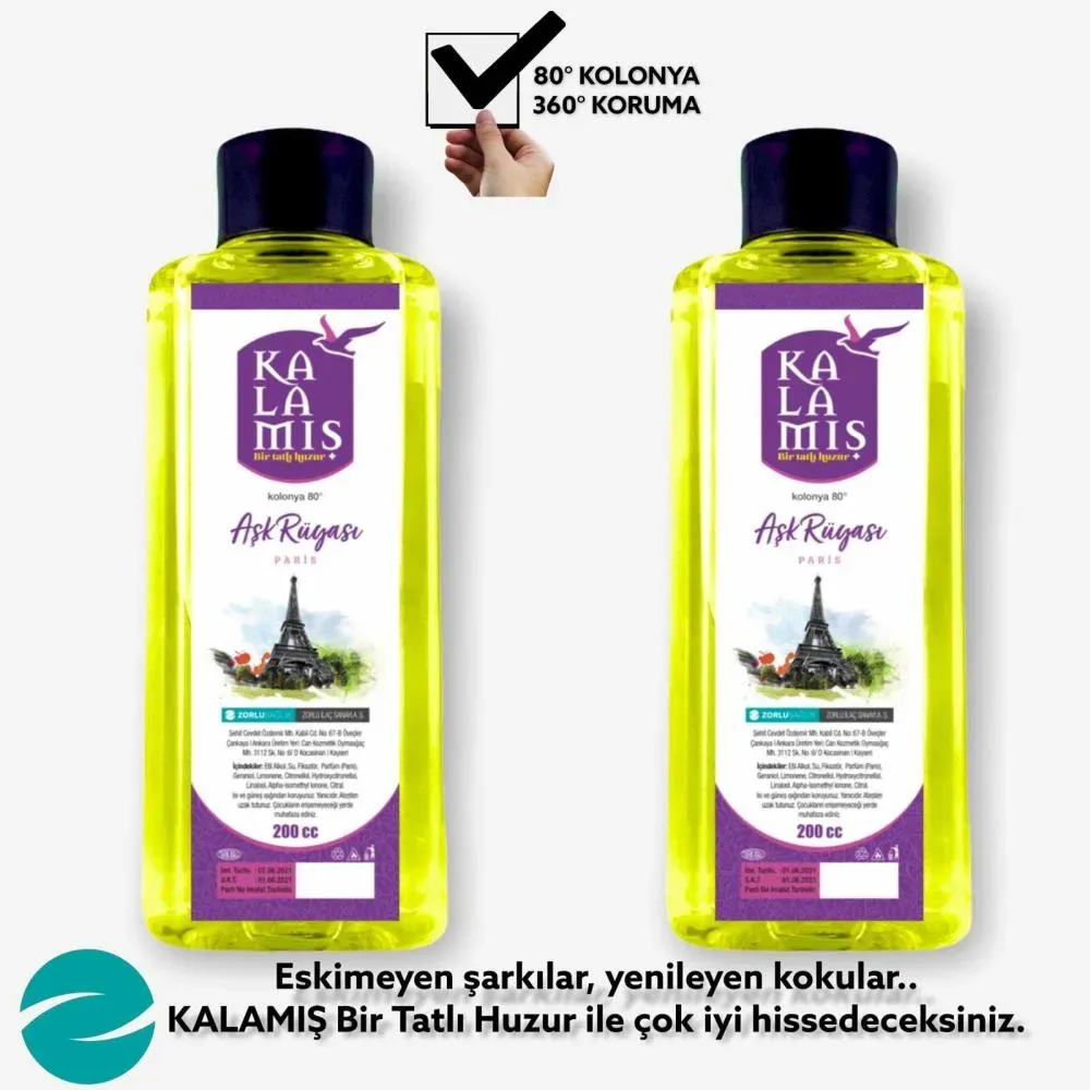 KALAMIŞ Bir Tatlı Huzur Aşk Rüyası 200 cc Kolonya 2 li (Paris)