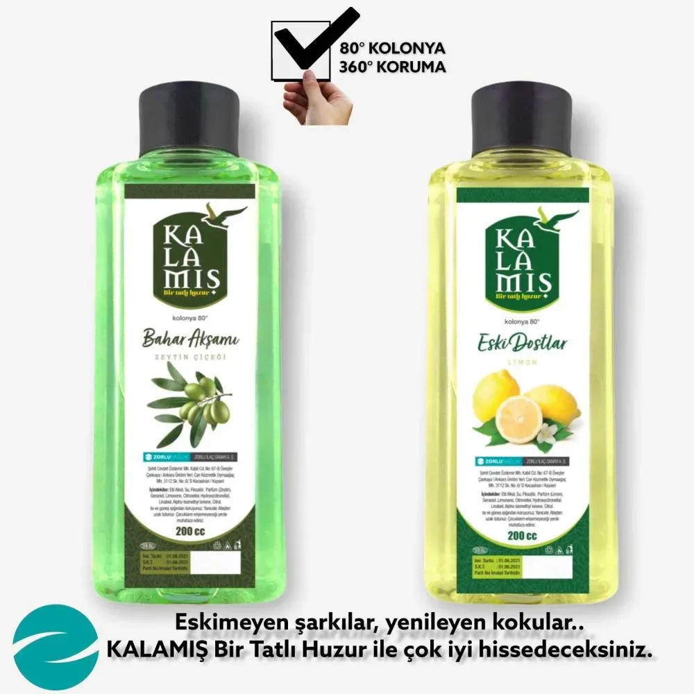 KALAMIŞ Bir Tatlı Huzur Bahar Akşamı & Eski Dostlar 200 cc Kolonya 2 li