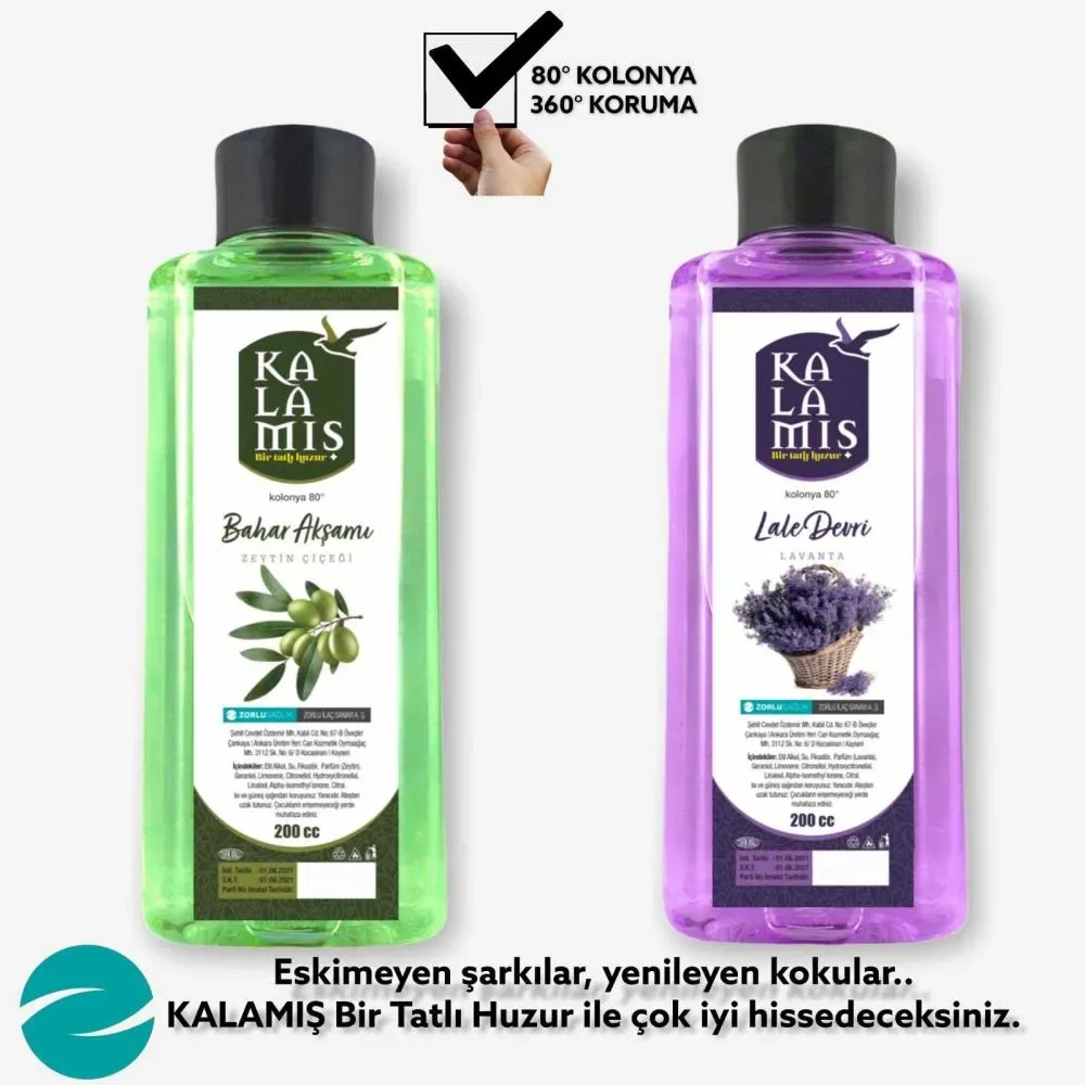 KALAMIŞ Bir Tatlı Huzur Bahar Akşamı & Lale Devri 200 cc Kolonya 2 li