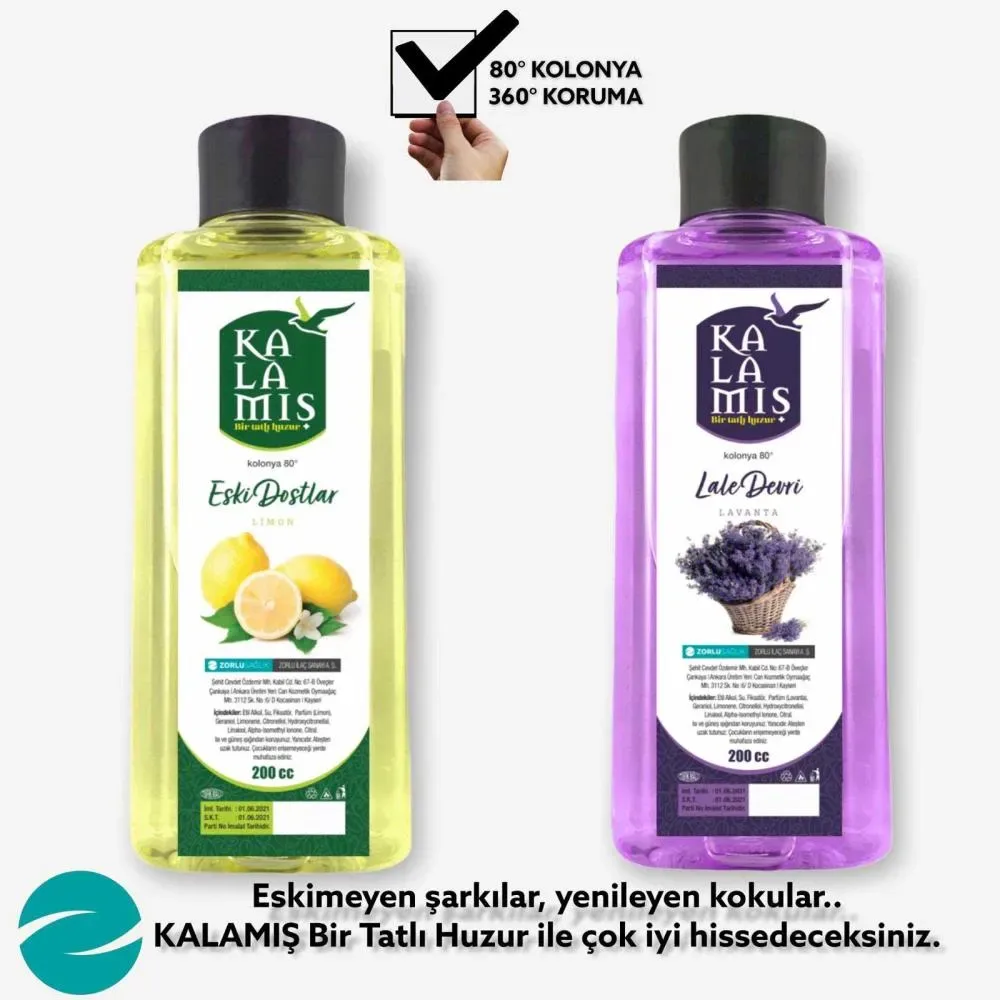 KALAMIŞ Bir Tatlı Huzur Eski Dostlar & Lale Devri 200 cc Kolonya 2 li