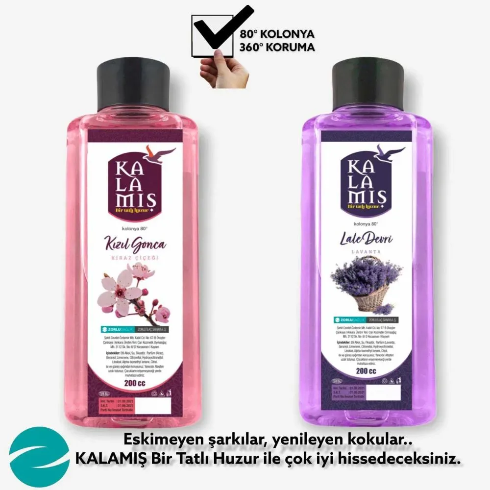 KALAMIŞ Bir Tatlı Huzur Kızıl Gonca & Lale Devri 200 cc Kolonya 2 li