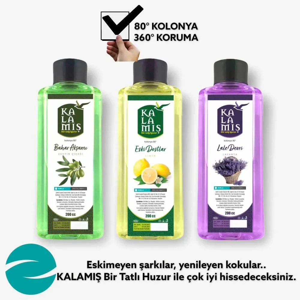 KALAMIŞ Bir Tatlı Huzur Muhteşem 3 lü 200 cc Kolonya (AdaSahilleri & BaharAkşamı & AşkRüyası)