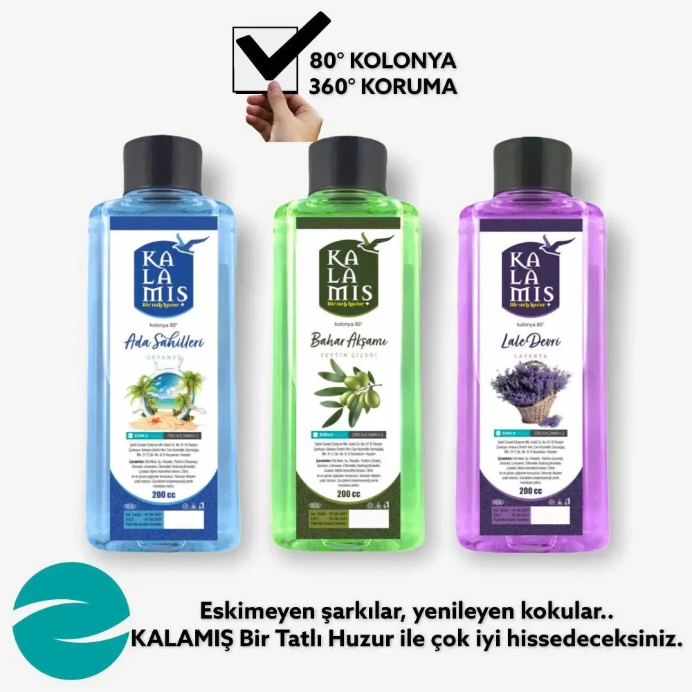 KALAMIŞ Bir Tatlı Huzur Muhteşem 3 lü 200 cc Kolonya (AdaSahilleri & BaharAkşamı & EskiDostlar)