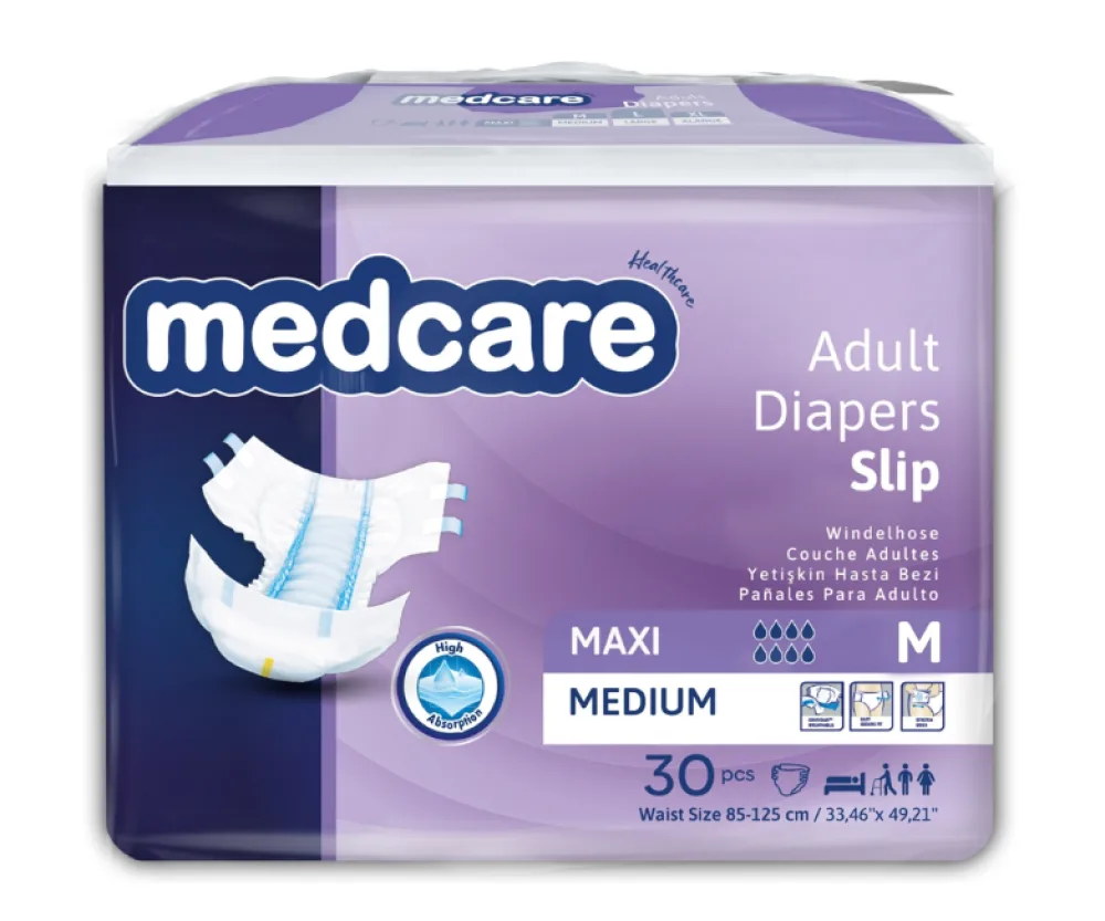 Medcare MAXİ 8 DAMLA  Cırtlı Yetişkin Hasta Bezi 30 Adet – Bariyerli ve Sızdırmaz (M, L, XL)