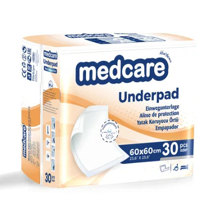 Medcare Yatak Koruyucu Örtü 60x60 cm (30 Adet) – Sızdırmaz ve Koku Önleyici