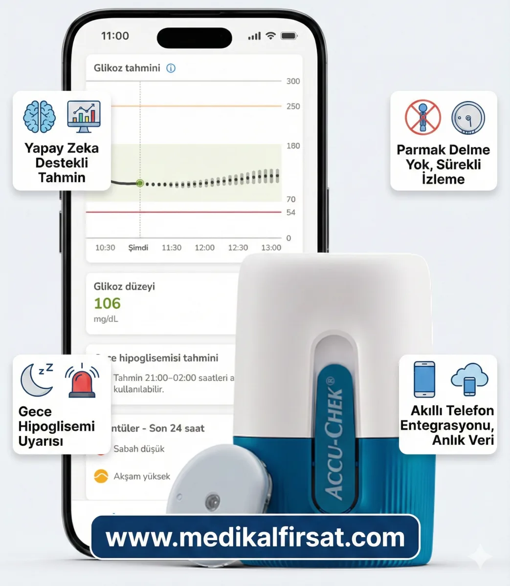 Roche Accu-Chek SmartGuide CGM Sürekli Şeker Takip Sistemi (Yapay Zeka Destekli Tahmin) – Tam Set