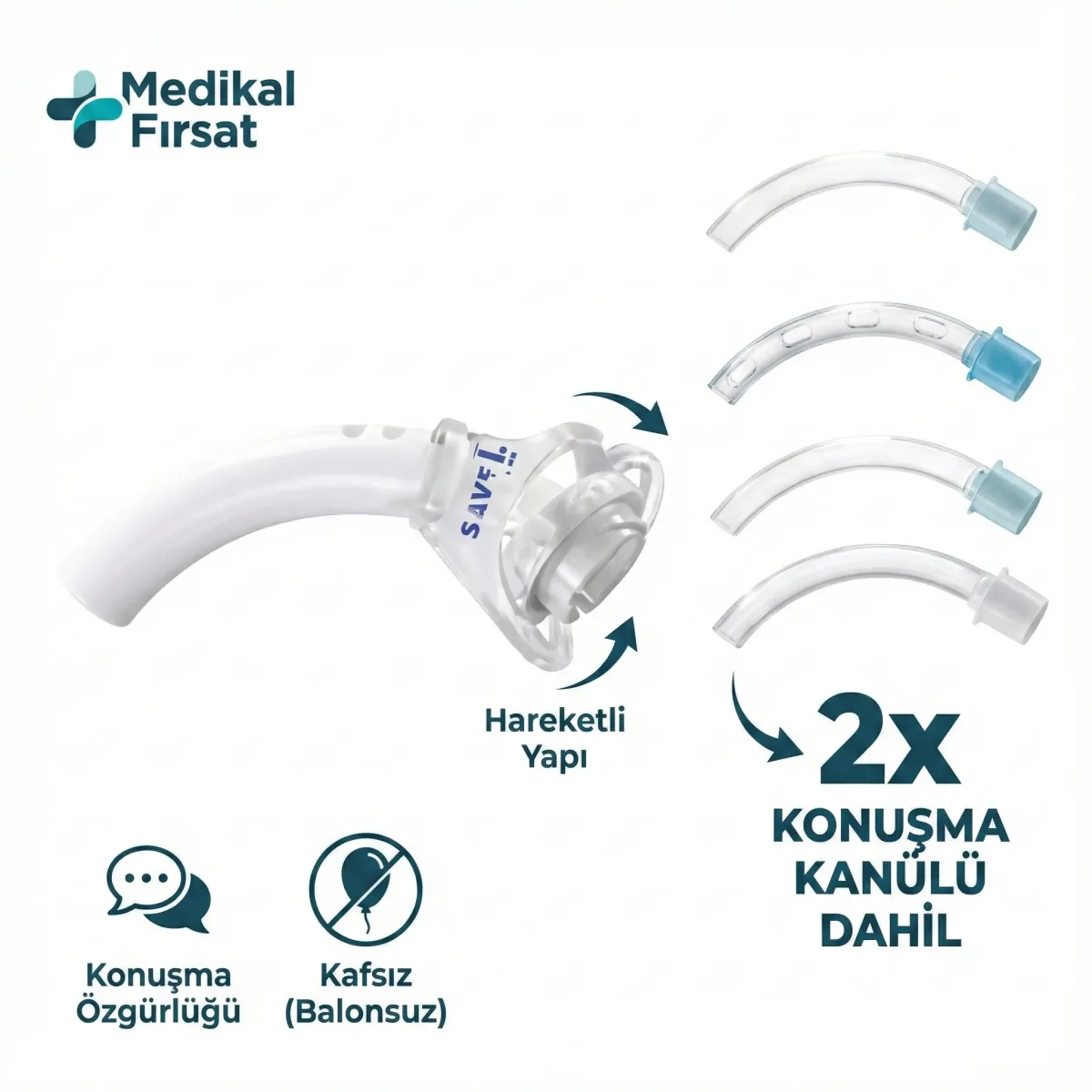 TRACOE Twist REF 304 Kafsız Delikli Trakeostomi Kanülü (2 Adet Konuşma Kanülü Dahil Set)