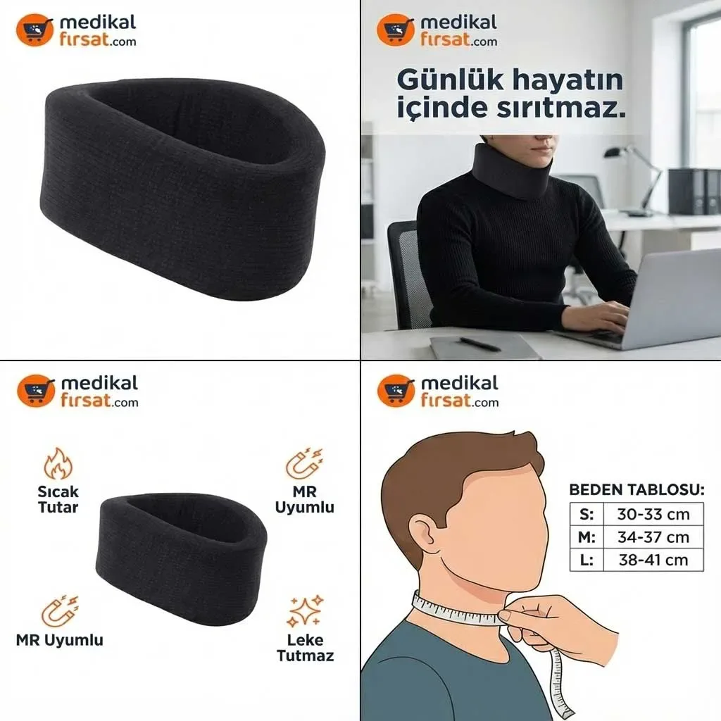 Wingmed W101 Siyah Anatomik Sünger Boyunluk – Leke Tutmaz ve MR Uyumlu Tasarım