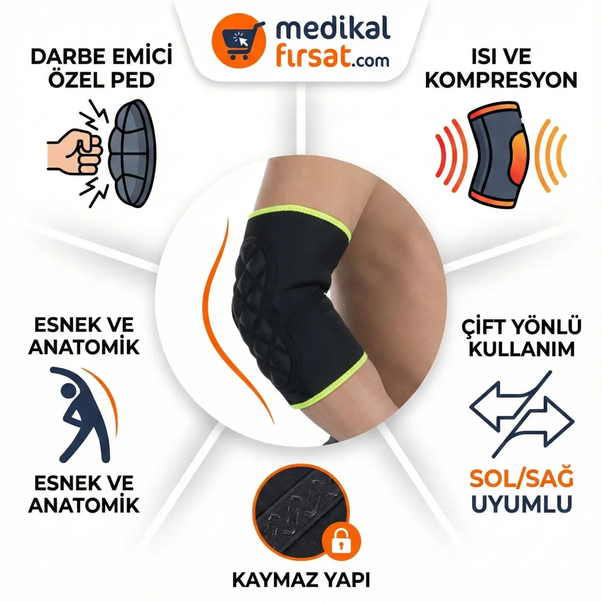 Wingmed W206 Pedli Sporcu Dirseklik (Darbe Emici Korumalı & Kompresyonlu)