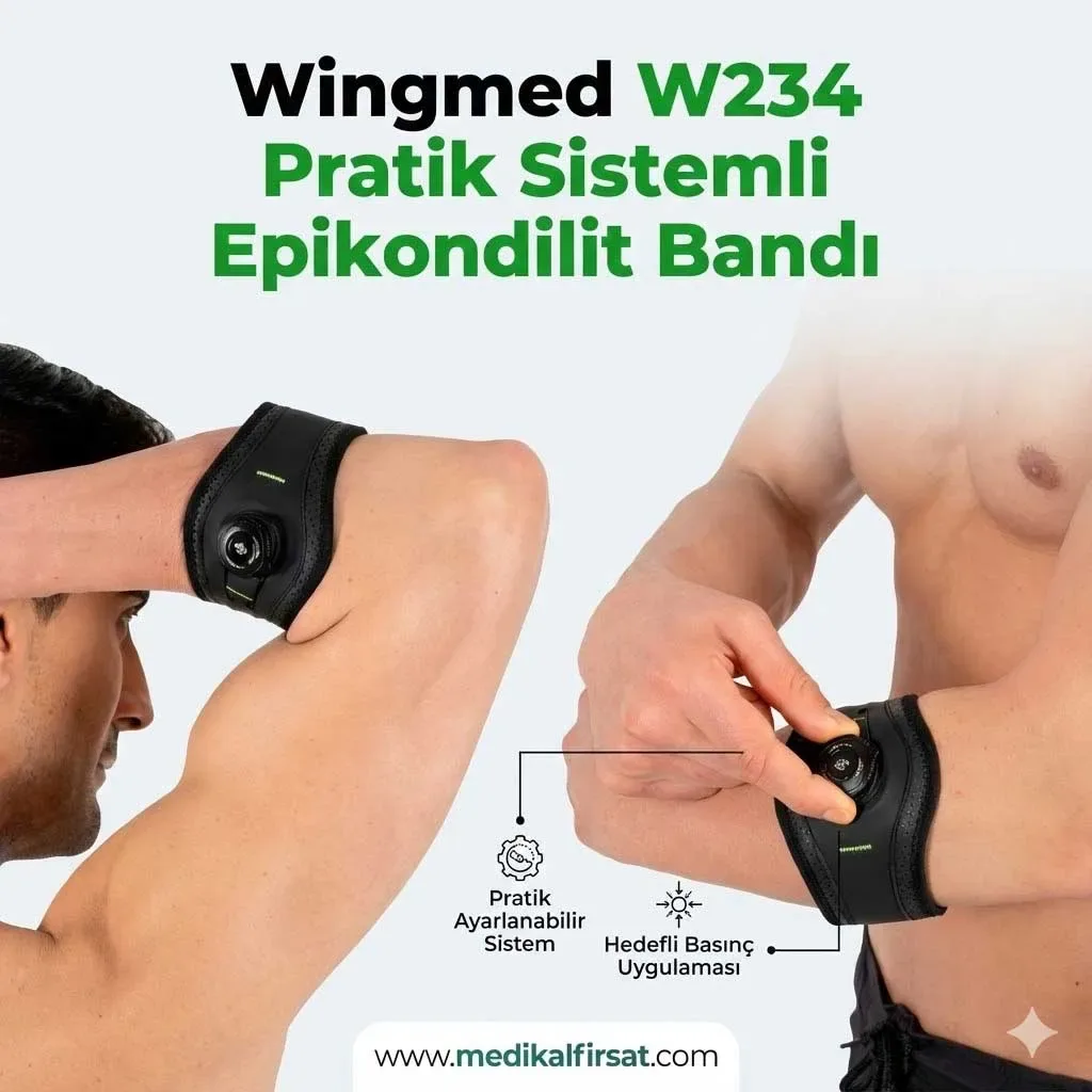 Wingmed W234 Pratik Sistemli Epikondilit Bandı – Milimetrik Ayarlanabilir Profesyonel Mekanizma