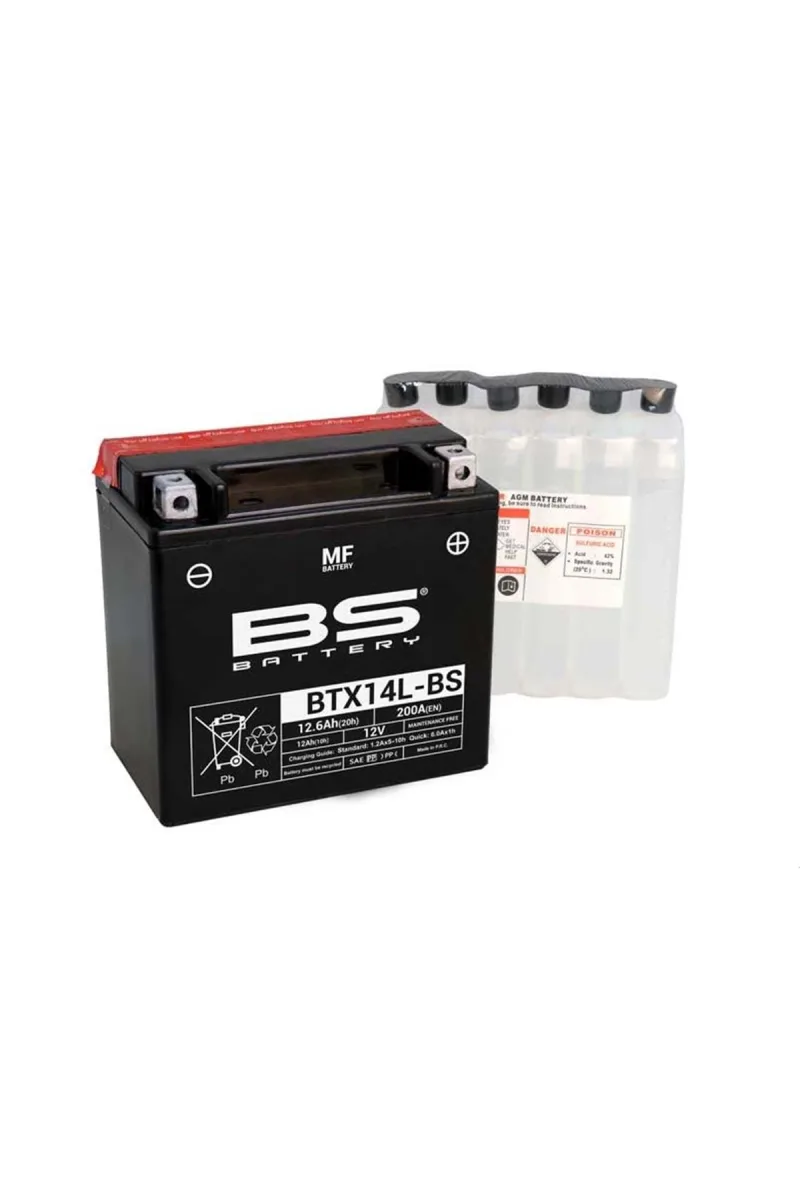 Btx14l- (YTX14L-) 12v-12.6 Amper 200 Cca Bakımsız Akü