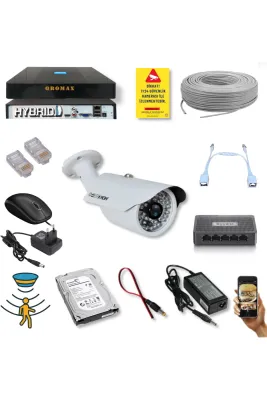 1 Kameralı Set - 5 Mp 1940p Sensör 6 Megapiksel Sony Lens Metal Kasa Ip Güvenlik Kamerası Seti