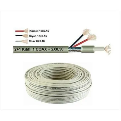 2+1 2×0.50 Folyolu Lüks Cctv Kamera Kablosu 100MT.
