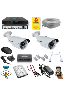 2 Kameralı Set - 5 Mp 1940p Sensör 6 Megapiksel Sony Lens Metal Kasa Ip Güvenlik Kamerası Seti