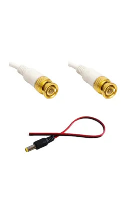 2x Kablolu Bnc Konnektör Ve 1x Power Jak Cctv Güvenlik Kamerası Için
