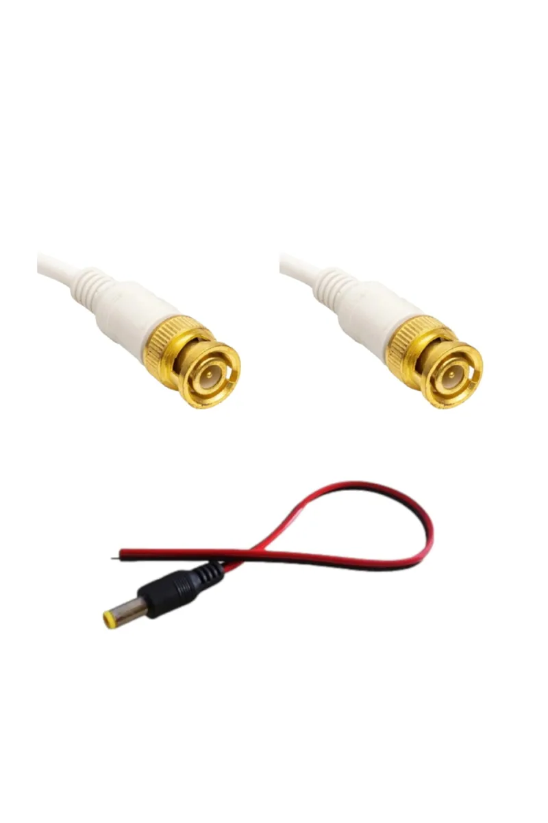2x Kablolu Bnc Konnektör Ve 1x Power Jak Cctv Güvenlik Kamerası Için