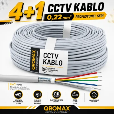 4+1 2x0.22 Folyolu Lüks Cctv Kamera Kablosu 100 Metre