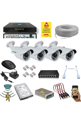 4 Kameralı Set - 5 Mp 1940p Sensör 6 Megapiksel Sony Lens Metal Kasa Ip Güvenlik Kamerası Seti