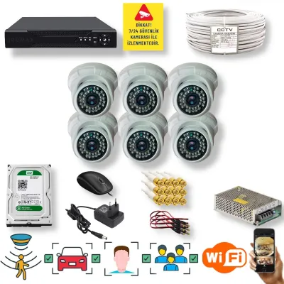 6 Kameralı Set – Yapay Zeka Özellikli Gece Görüşlü 5 MP Sony Lensli FullHD İç Mekan Güvenlik Kamerası Seti D136B-108