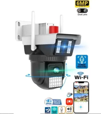 6MP Dual Lens 360° Görüş Hareketli  Waterproof Gece Görüş Sesli Görüşme Akıllı Kamera - QR-3040 ( ADAPTÖR DAHİLDİR.)