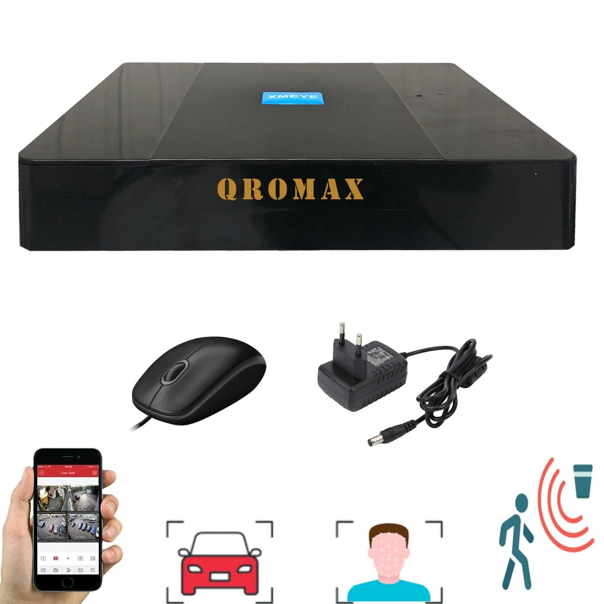 8 Kanal 5 MP H265+ 1080N HIBRIT Araç, İnsan ve Yüz Tanımalı XMEYE Kayıt Cihazı 9008