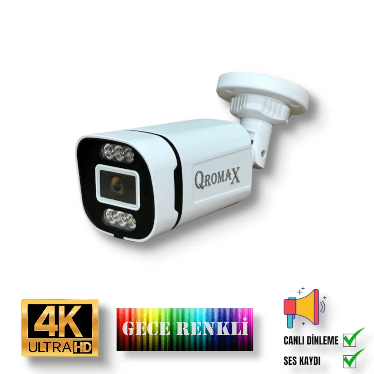 Gece Renkli Gösteren Sesli 6 Warm Ledli 4K FULLHD IP Güvenlik Kamerası 4386WS