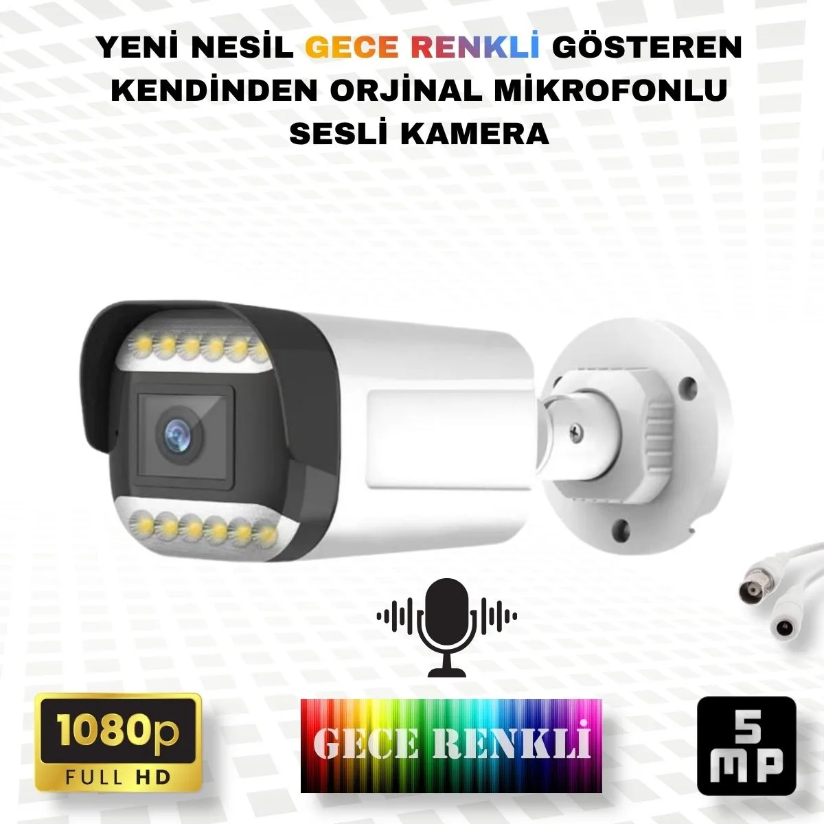 Gece Renkli Sesli FullHD 5Mp Lensli 12 Warm Ledli Güvenlik Kamerası 312WS